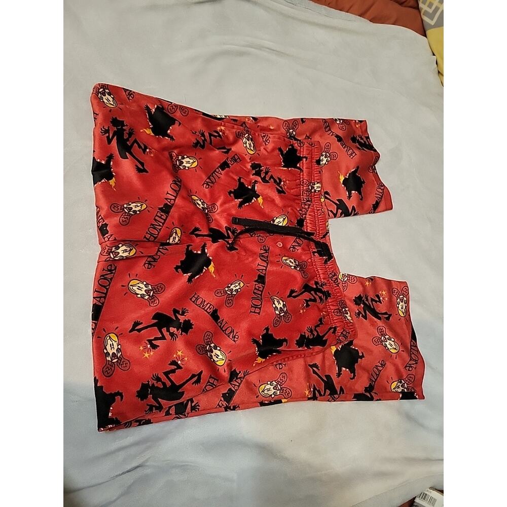 Home Alone Pajama Pants Mens XL Red Fleece Sleepwear Holiday Movie Print